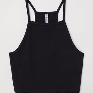 H&M black halter strap crop top